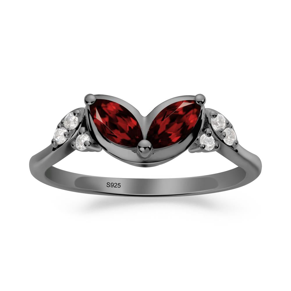Leaf Inspired Garnet Ring - LUO Jewelry #metal_black finish sterling silver
