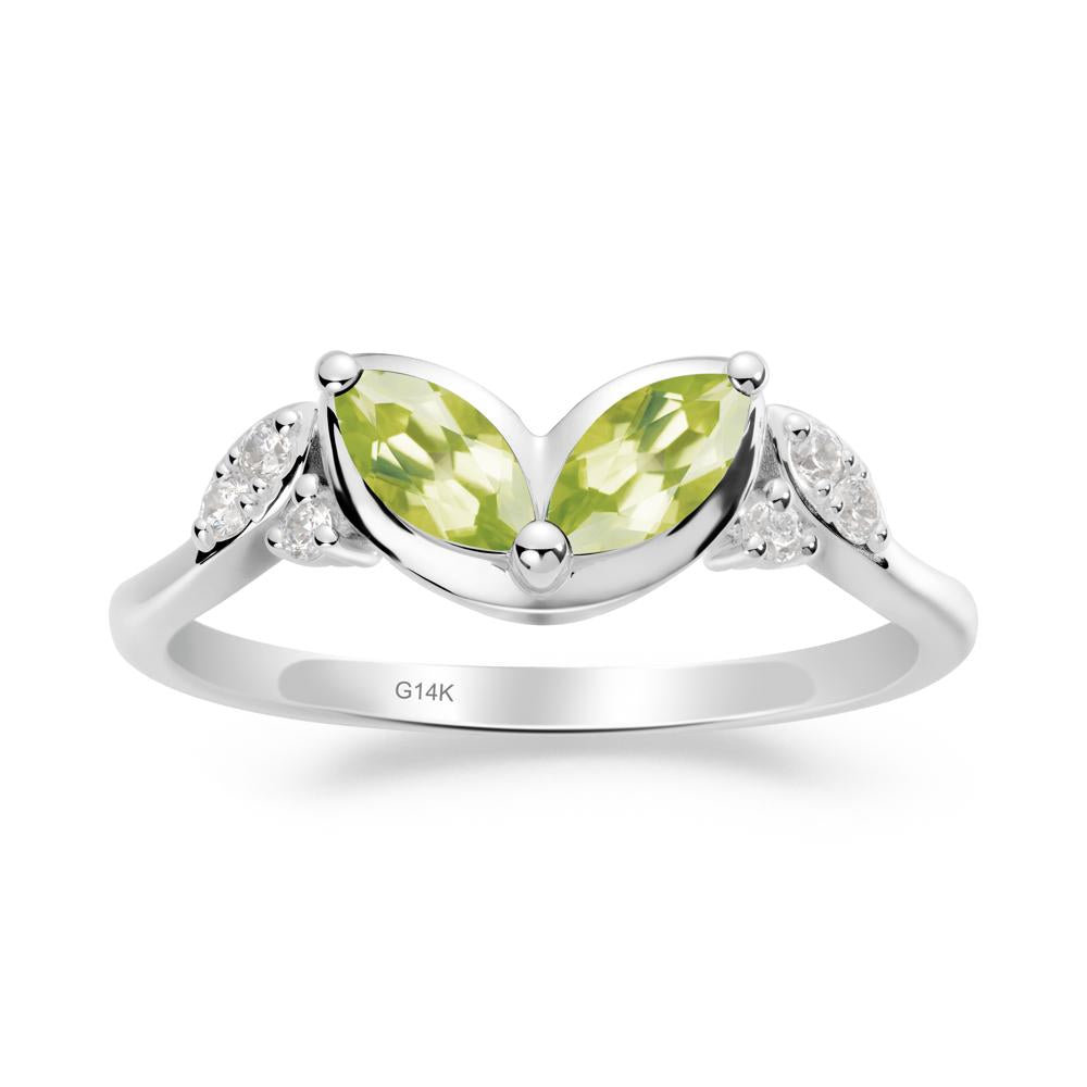 Leaf Inspired Peridot Ring - LUO Jewelry #metal_14k white gold