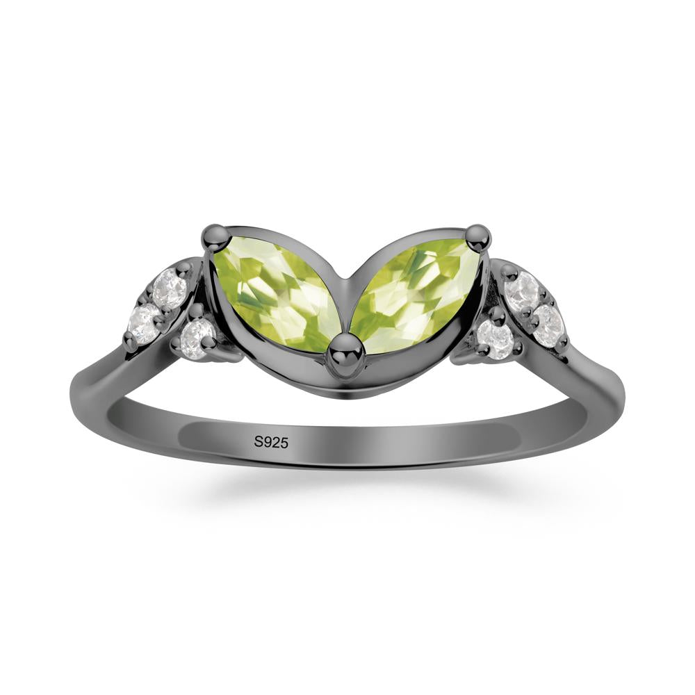 Leaf Inspired Peridot Ring - LUO Jewelry #metal_black finish sterling silver