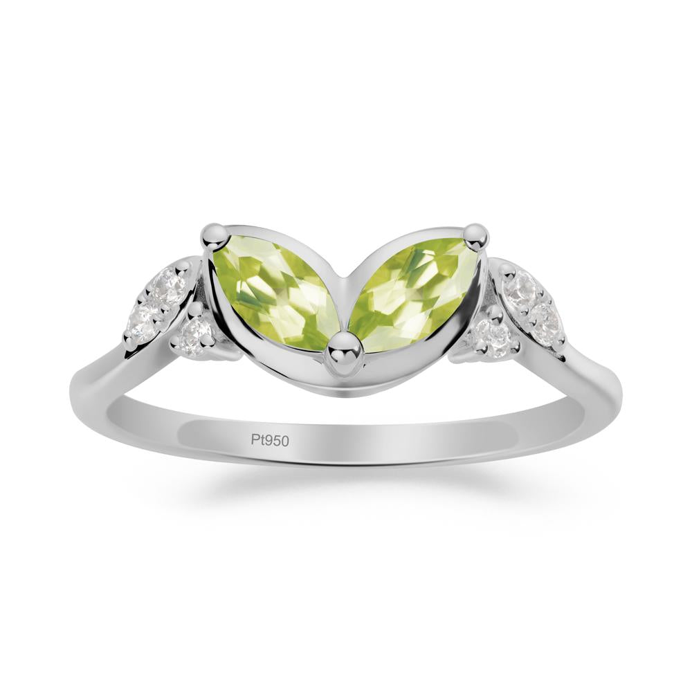 Leaf Inspired Peridot Ring - LUO Jewelry #metal_platinum