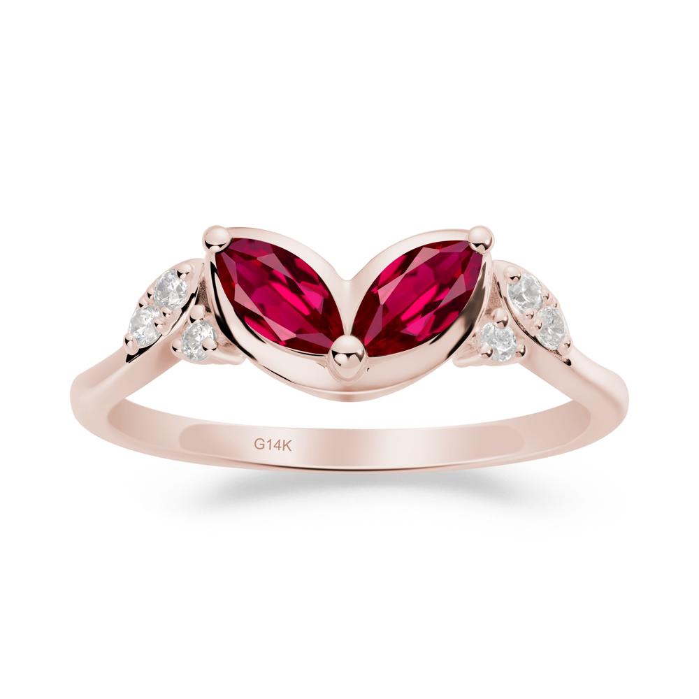 Marquise Ruby Leaf Ring - LUO Jewelry #metal_14k rose gold
