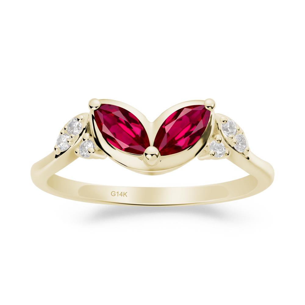 Marquise Ruby Leaf Ring - LUO Jewelry #metal_14k yellow gold
