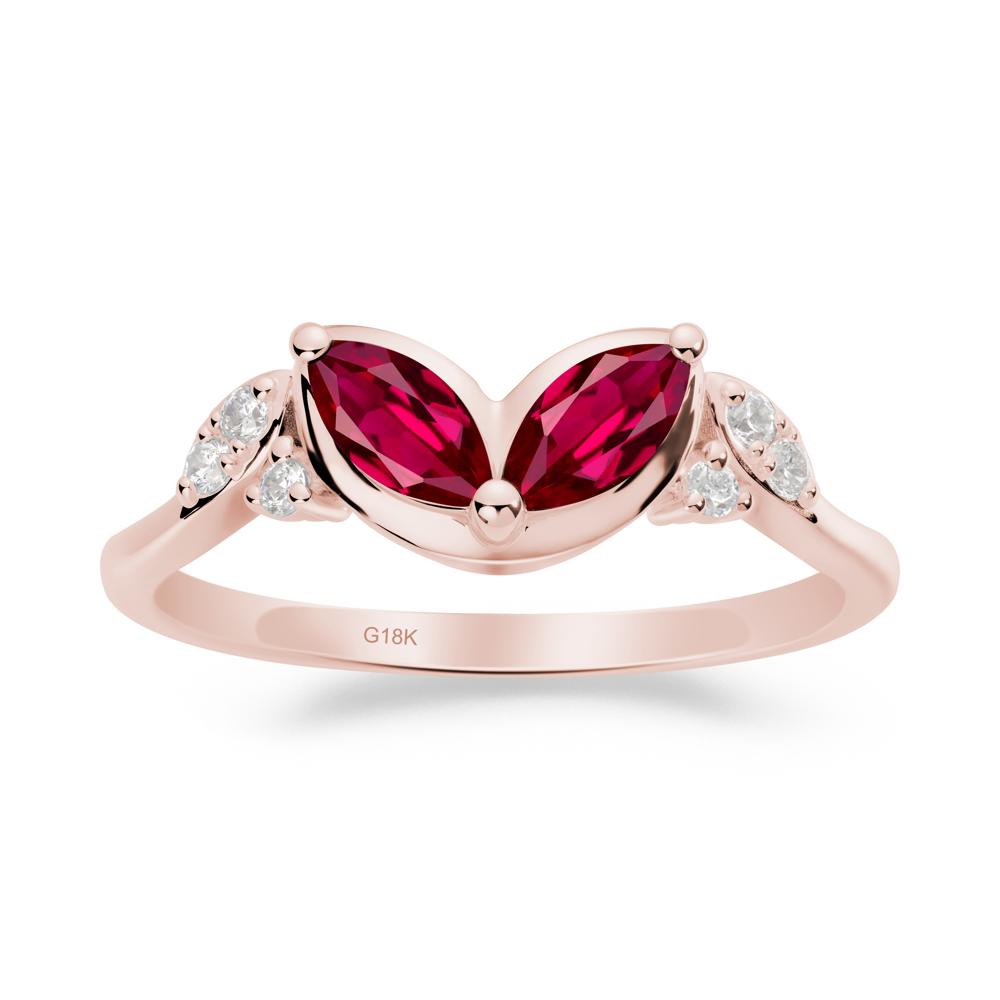 Marquise Ruby Leaf Ring - LUO Jewelry #metal_18k rose gold