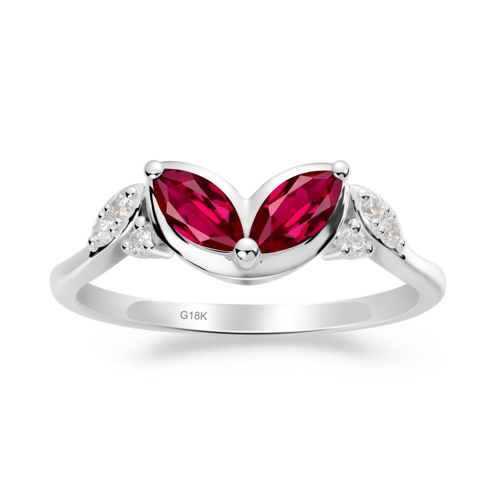 Marquise Ruby Leaf Ring - LUO Jewelry #metal_18k white gold