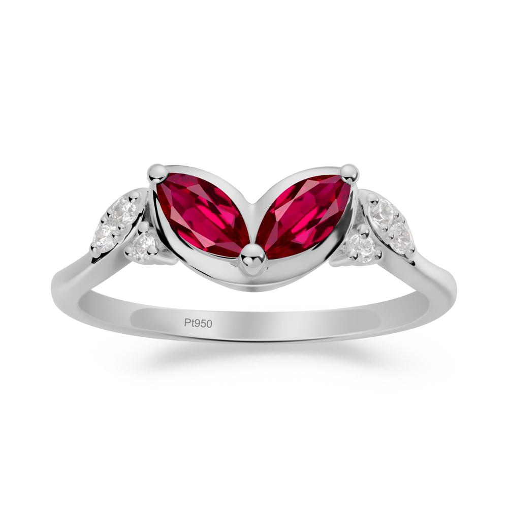 Marquise Ruby Leaf Ring - LUO Jewelry #metal_platinum