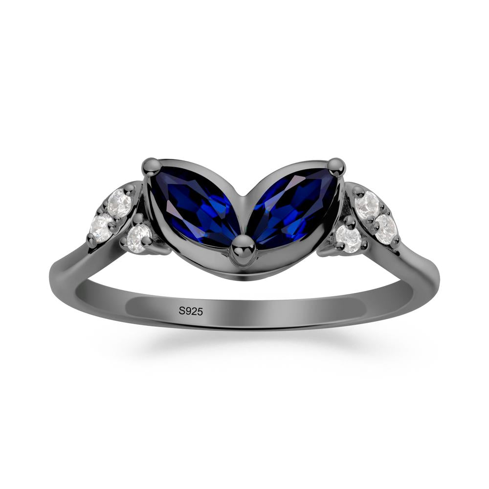 Leaf Inspired Sapphire Ring - LUO Jewelry #metal_black finish sterling silver