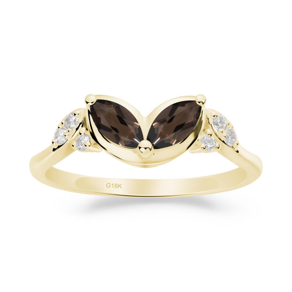 Leaf Inspired Smoky Quartz Ring - LUO Jewelry #metal_18k yellow gold