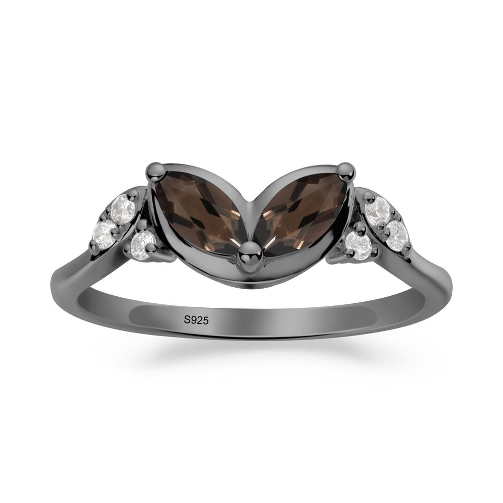 Leaf Inspired Smoky Quartz Ring - LUO Jewelry #metal_black finish sterling silver