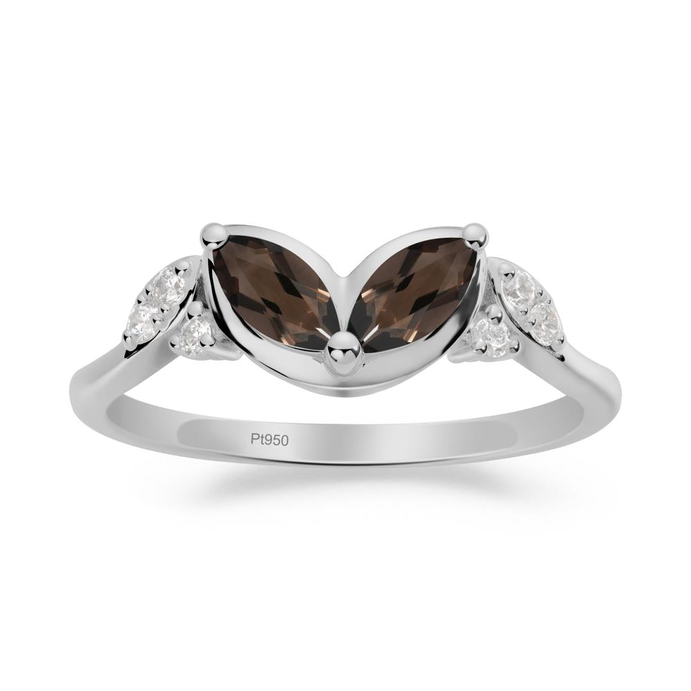 Leaf Inspired Smoky Quartz Ring - LUO Jewelry #metal_platinum