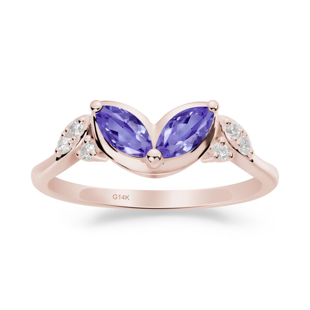 Marquise Tanzanite Leaf Ring - LUO Jewelry #metal_14k rose gold