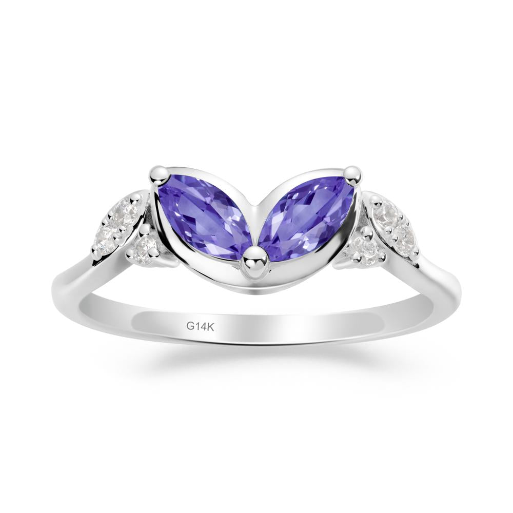 Marquise Tanzanite Leaf Ring - LUO Jewelry #metal_14k white gold