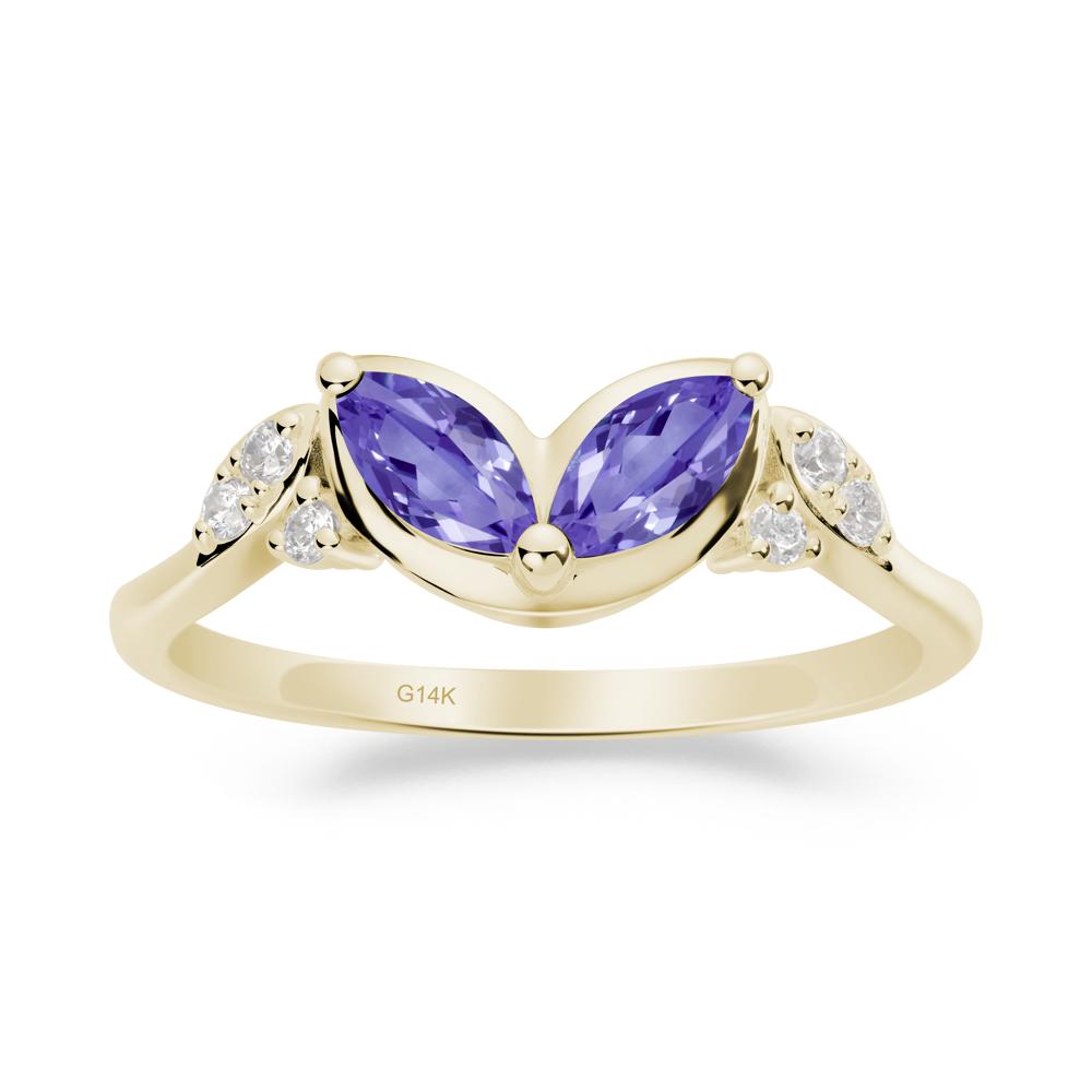 Marquise Tanzanite Leaf Ring - LUO Jewelry #metal_14k yellow gold