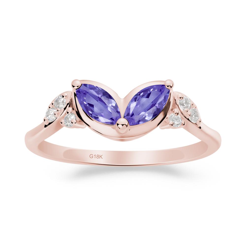 Marquise Tanzanite Leaf Ring - LUO Jewelry #metal_18k rose gold