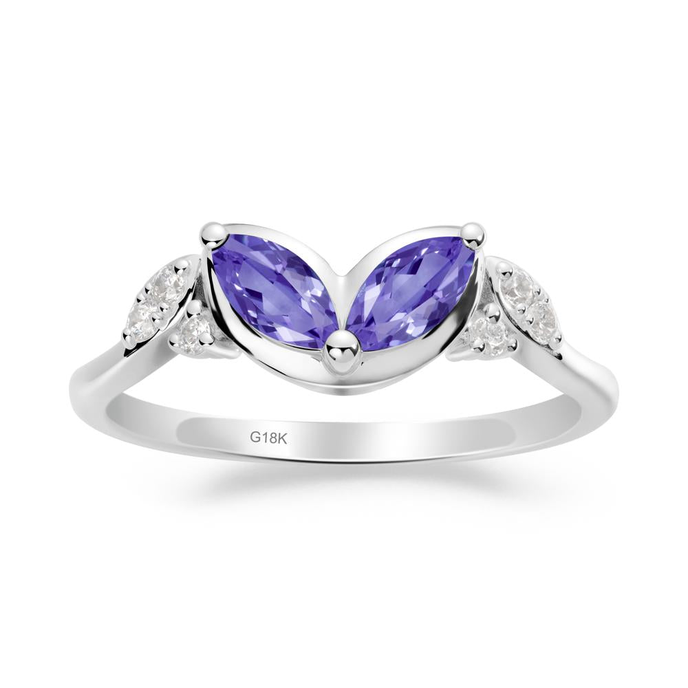 Marquise Tanzanite Leaf Ring - LUO Jewelry #metal_18k white gold