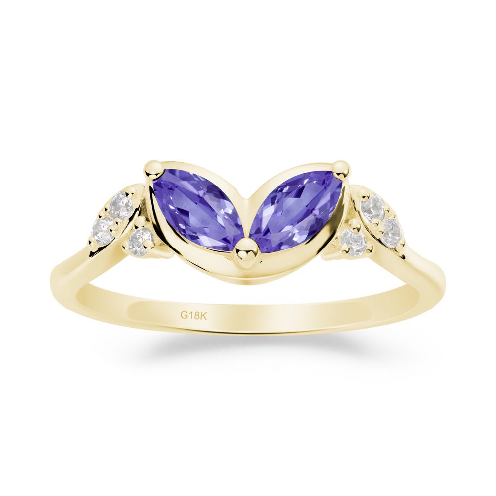 Marquise Tanzanite Leaf Ring - LUO Jewelry #metal_18k yellow gold