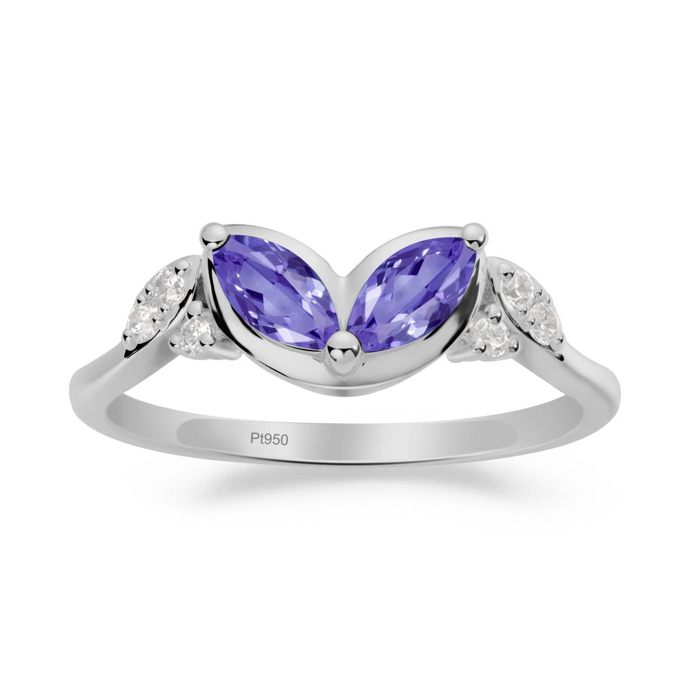 Marquise Tanzanite Leaf Ring - LUO Jewelry #metal_platinum