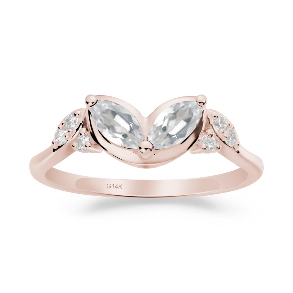 Marquise White Topaz Leaf Ring - LUO Jewelry #metal_14k rose gold