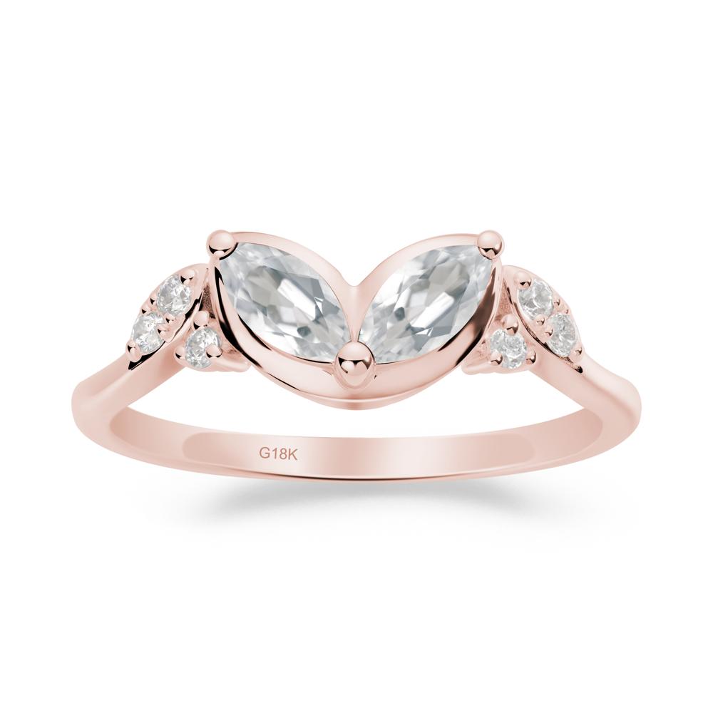 Marquise White Topaz Leaf Ring - LUO Jewelry #metal_18k rose gold