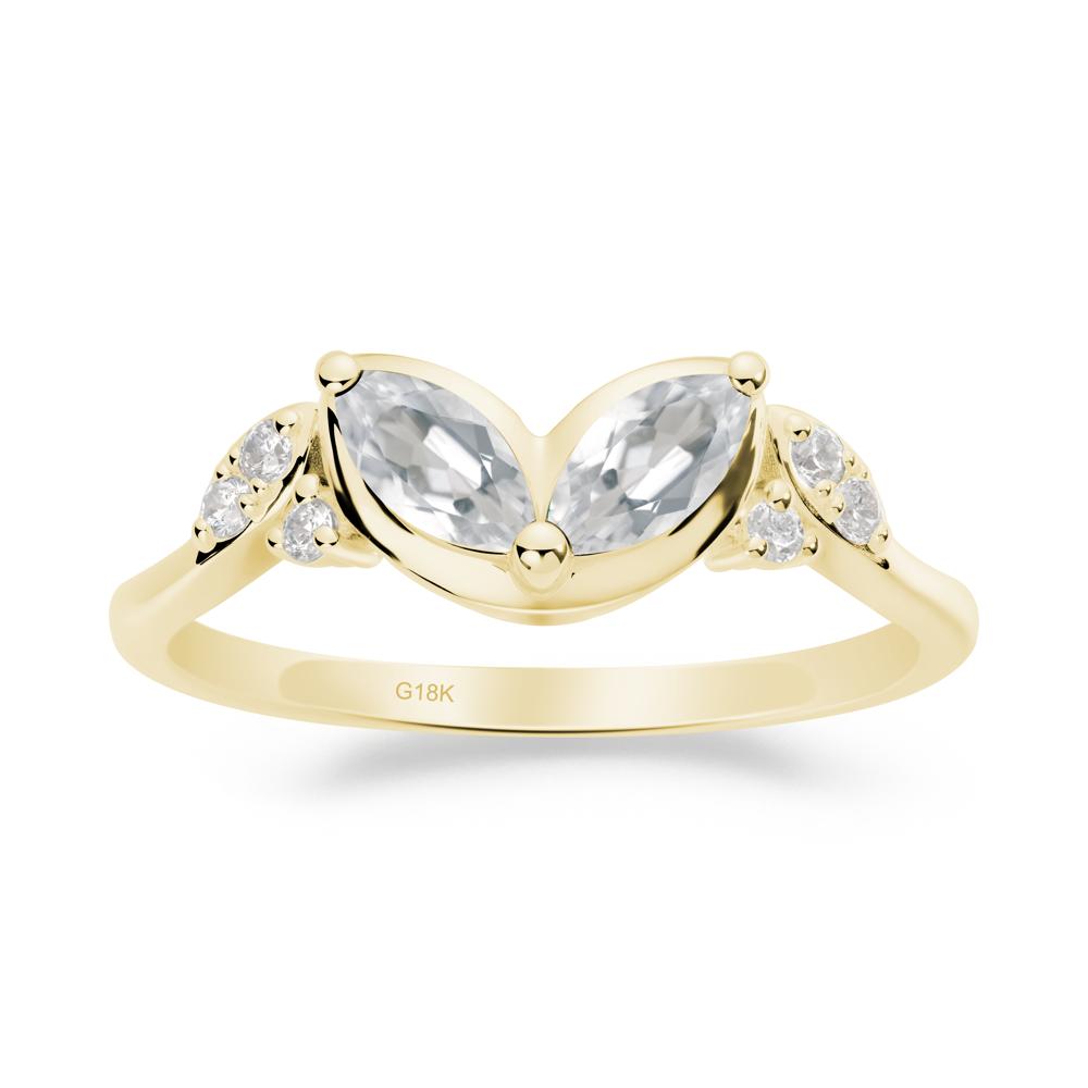 Marquise White Topaz Leaf Ring - LUO Jewelry #metal_18k yellow gold
