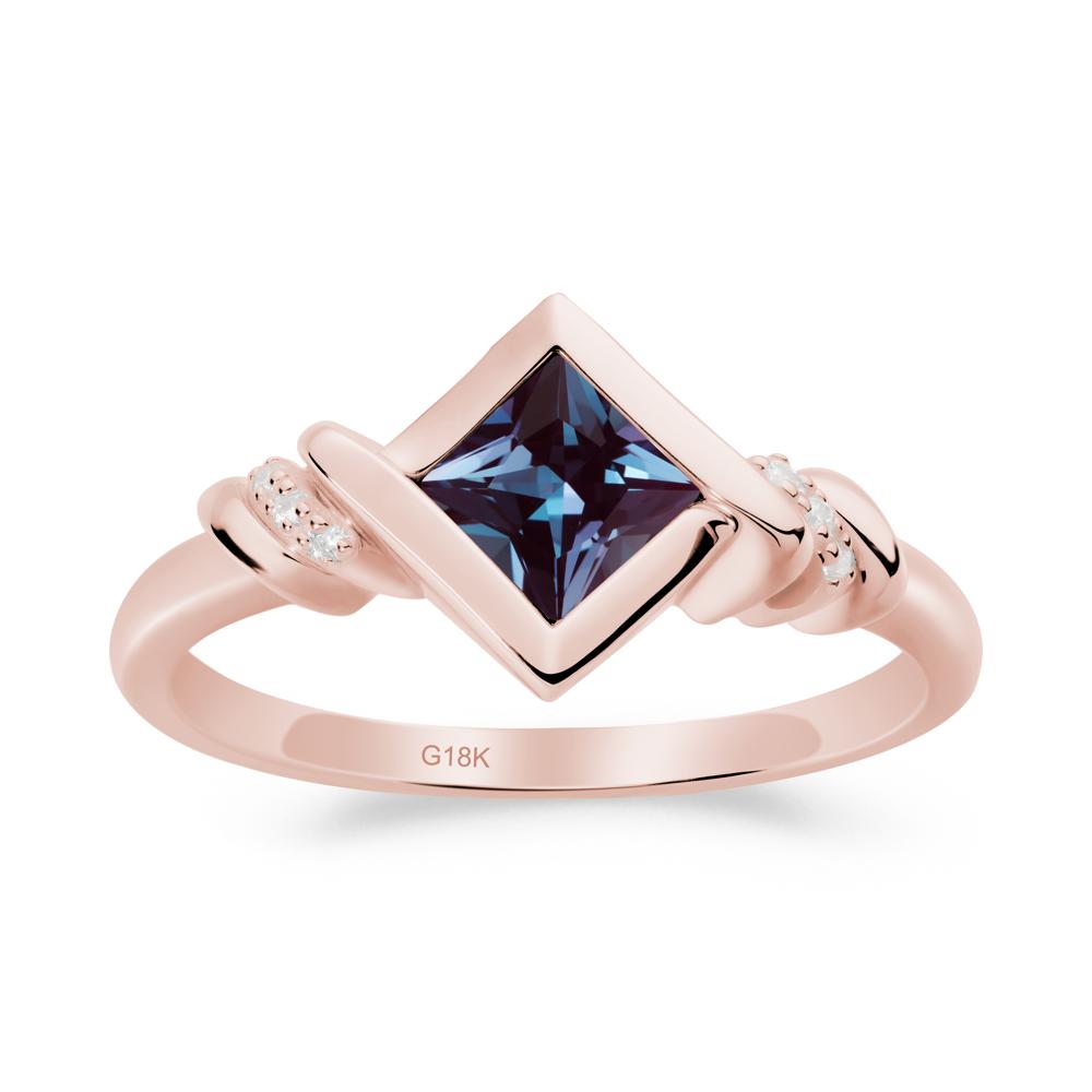 Princess Cut Alexandrite Statement Ring - LUO Jewelry #metal_18k rose gold