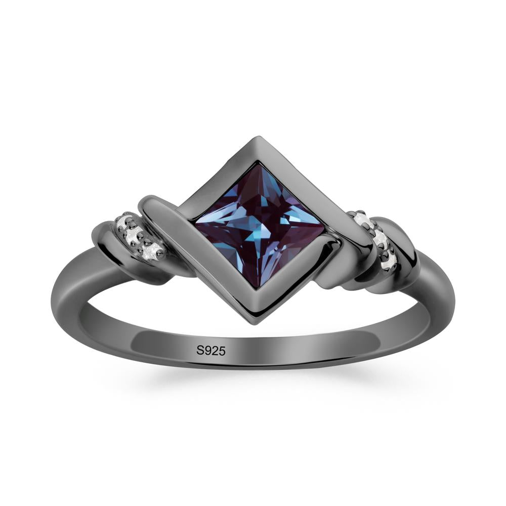 Princess Cut Alexandrite Statement Ring - LUO Jewelry #metal_black finish sterling silver