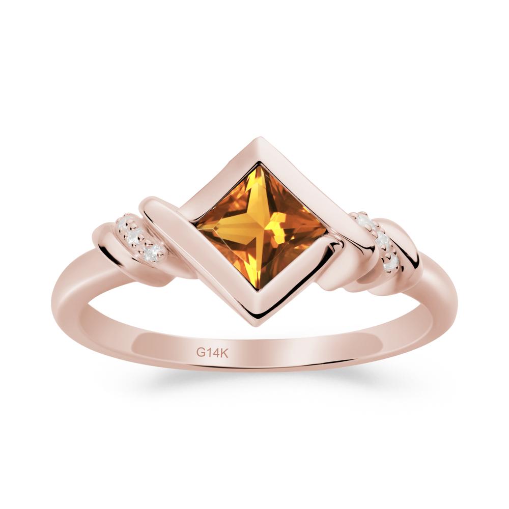 Princess Cut Citrine Statement Ring - LUO Jewelry #metal_14k rose gold