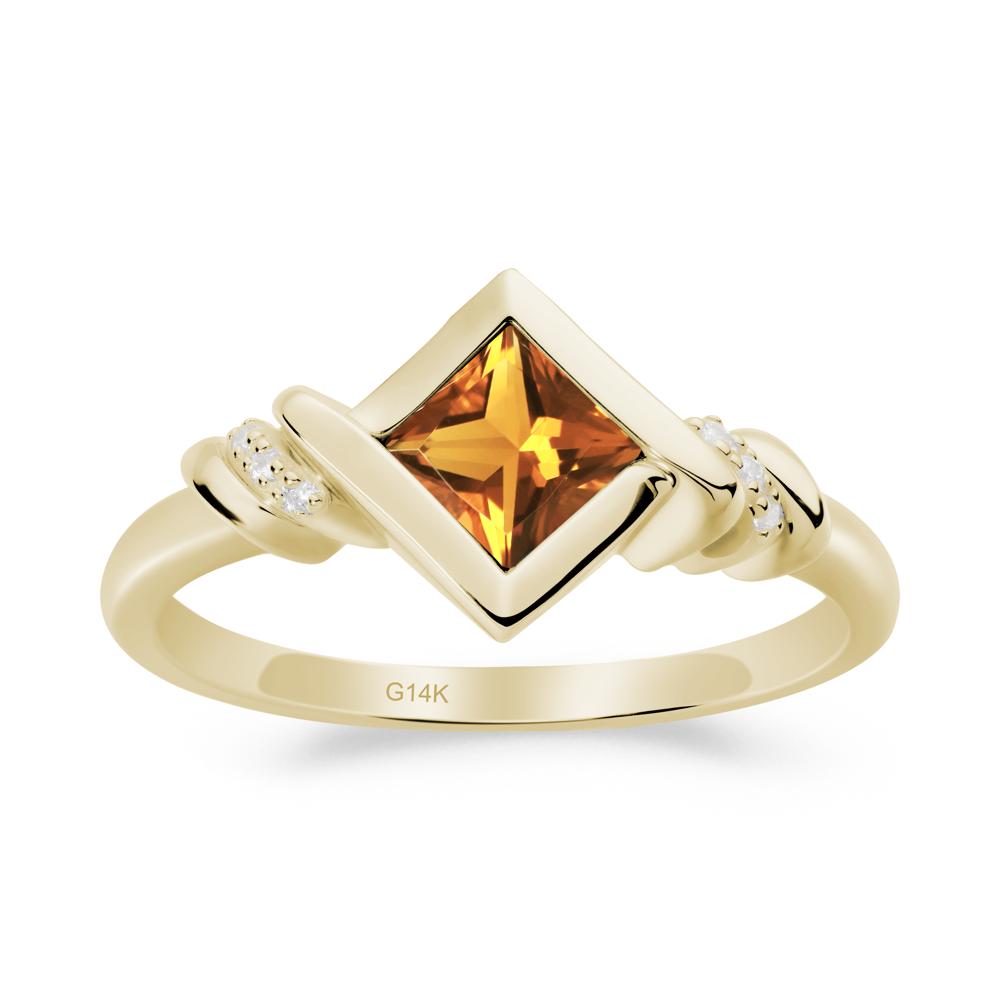 Princess Cut Citrine Statement Ring - LUO Jewelry #metal_14k yellow gold