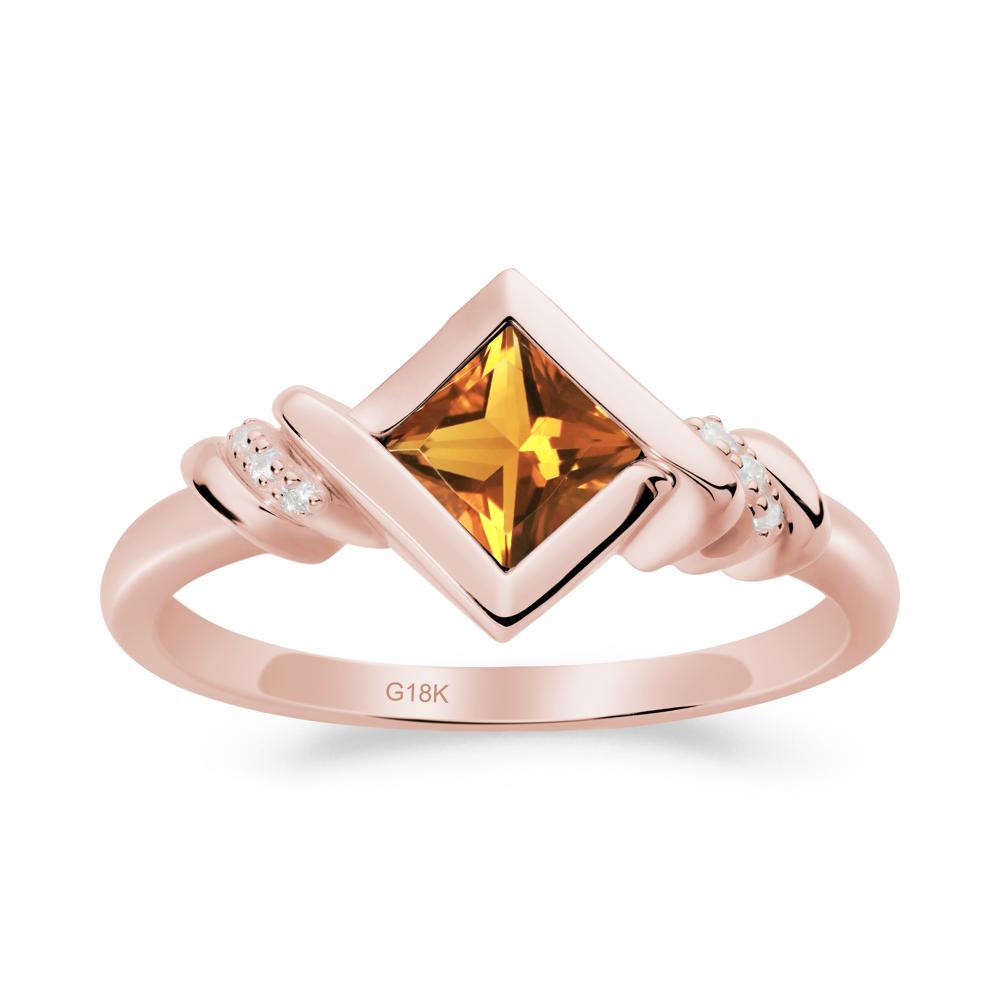 Princess Cut Citrine Statement Ring - LUO Jewelry #metal_18k rose gold