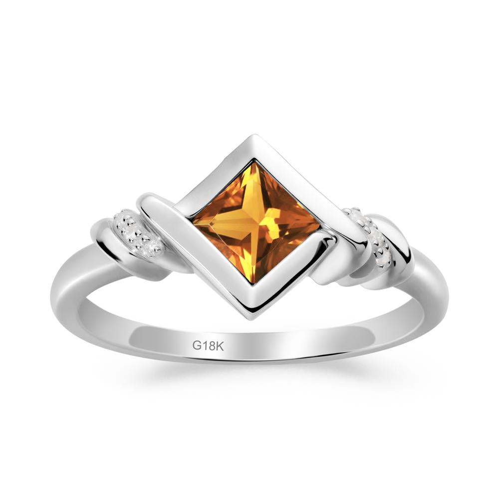 Princess Cut Citrine Statement Ring - LUO Jewelry #metal_18k white gold