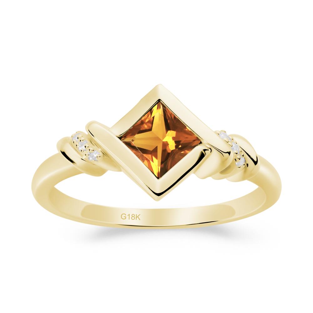 Princess Cut Citrine Statement Ring - LUO Jewelry #metal_18k yellow gold