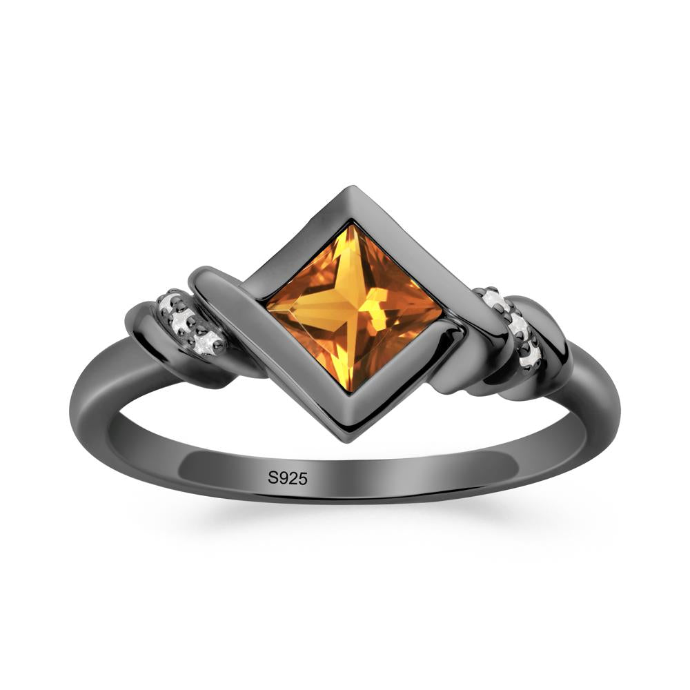 Princess Cut Citrine Statement Ring - LUO Jewelry #metal_black finish sterling silver