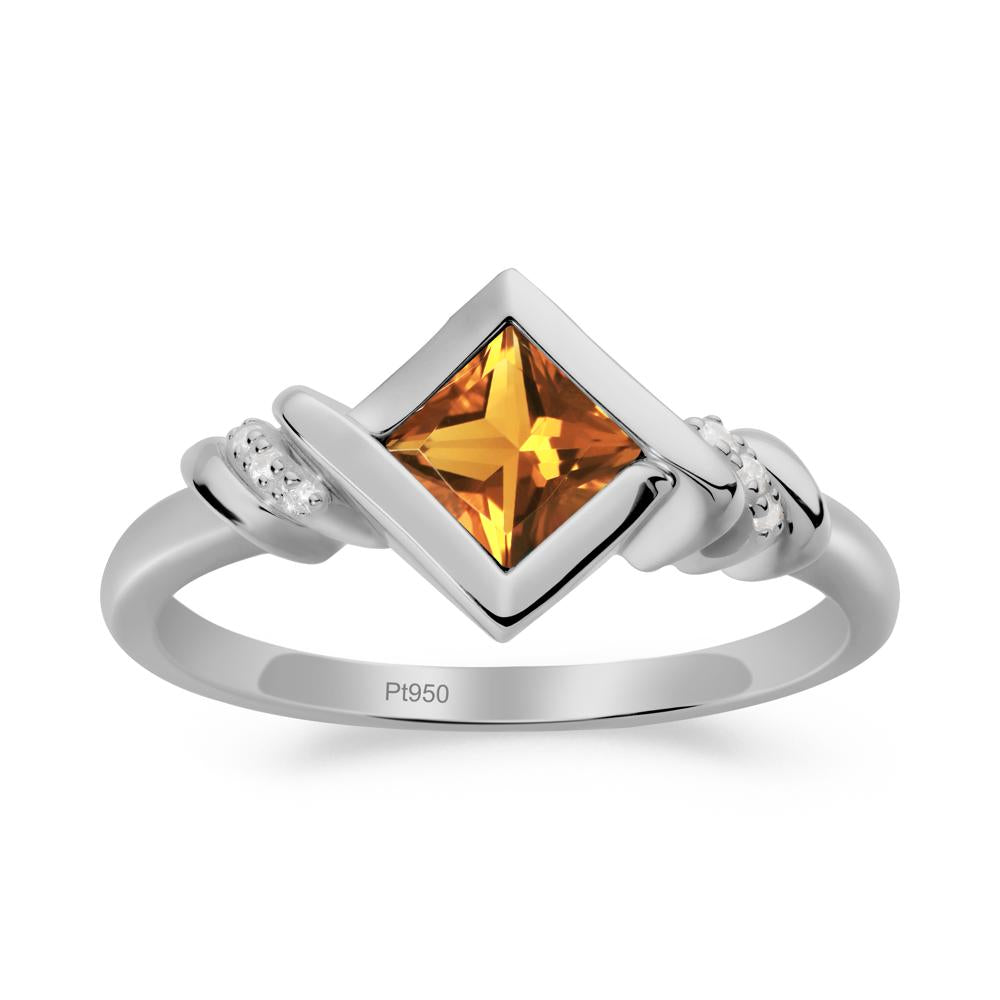 Princess Cut Citrine Statement Ring - LUO Jewelry #metal_platinum