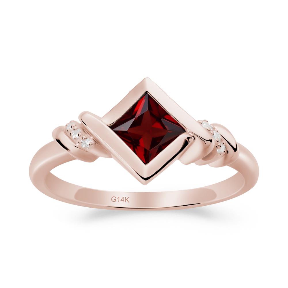 Princess Cut Garnet Statement Ring - LUO Jewelry #metal_14k rose gold