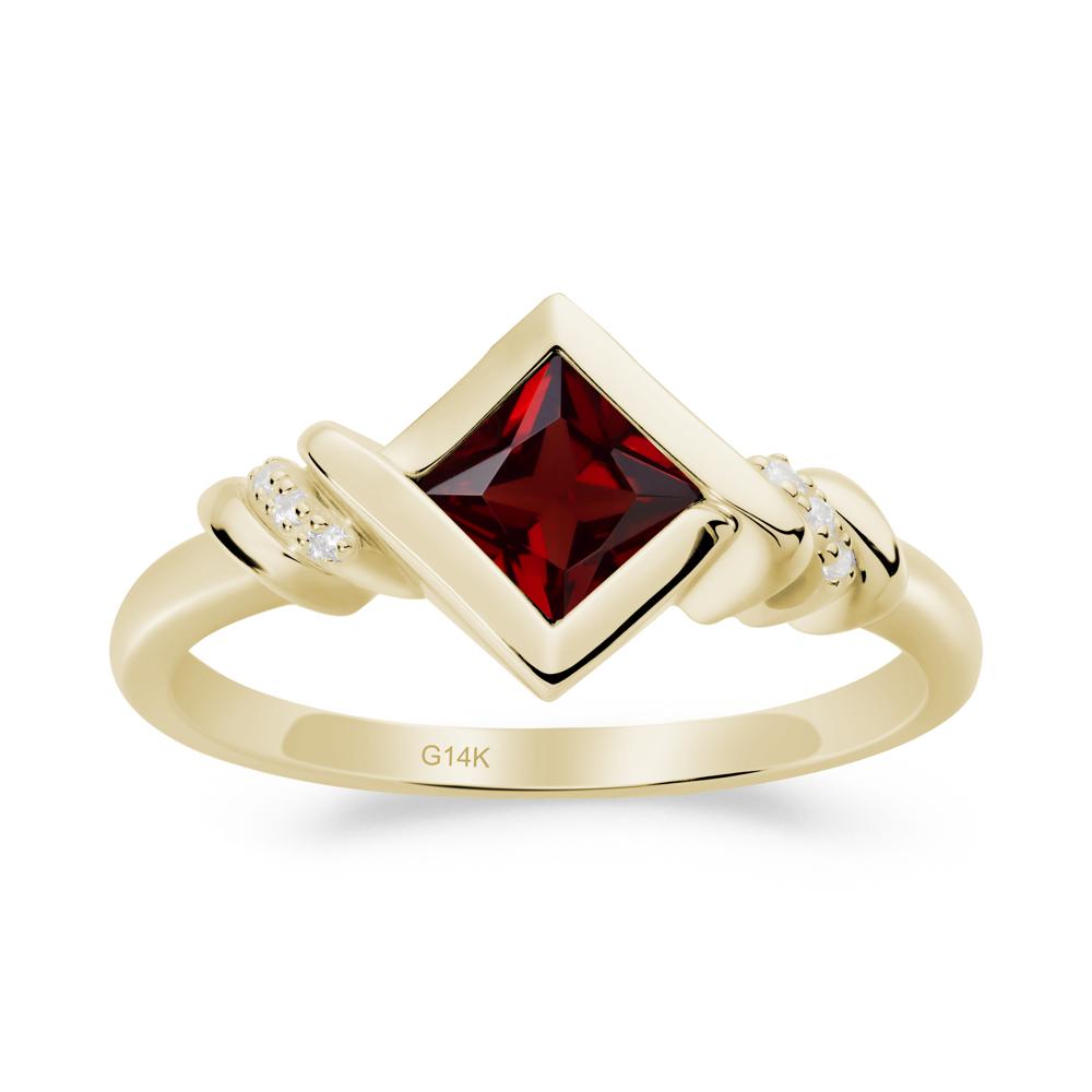 Princess Cut Garnet Statement Ring - LUO Jewelry #metal_14k yellow gold