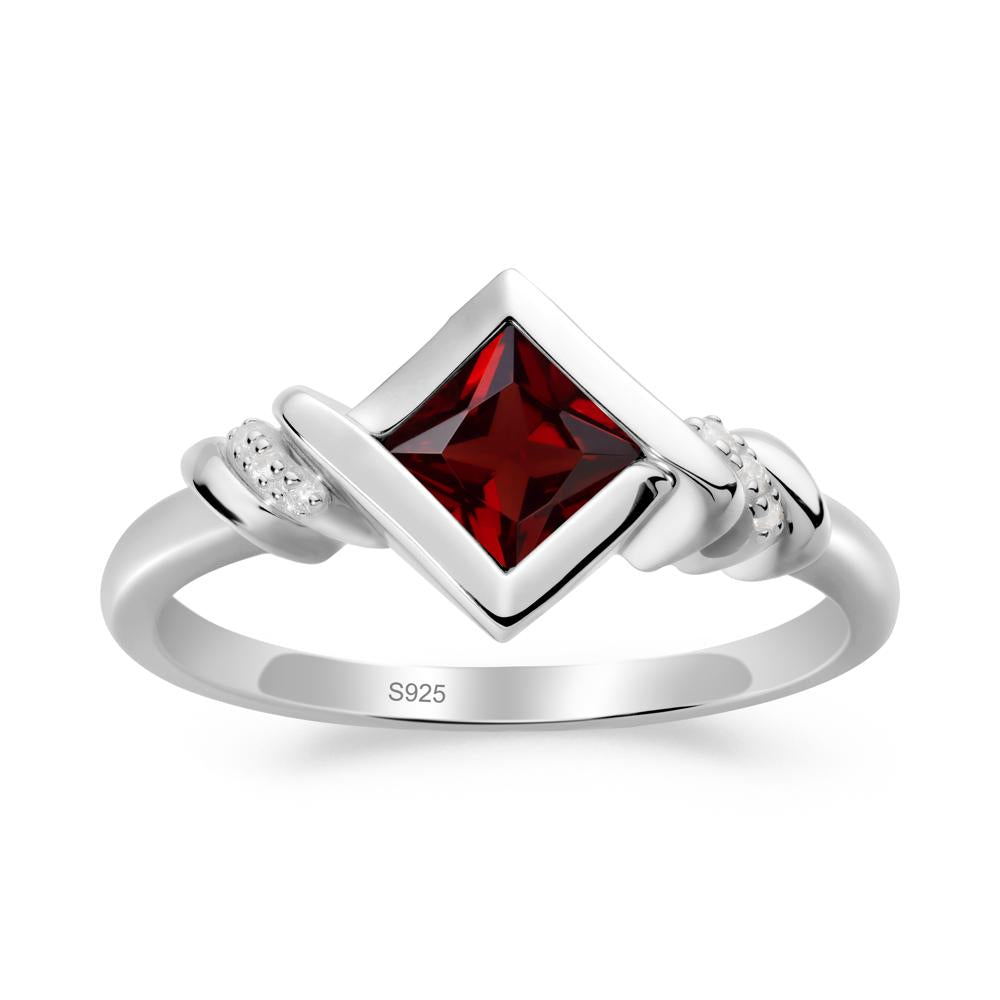 Princess Cut Garnet Statement Ring - LUO Jewelry #metal_sterling silver