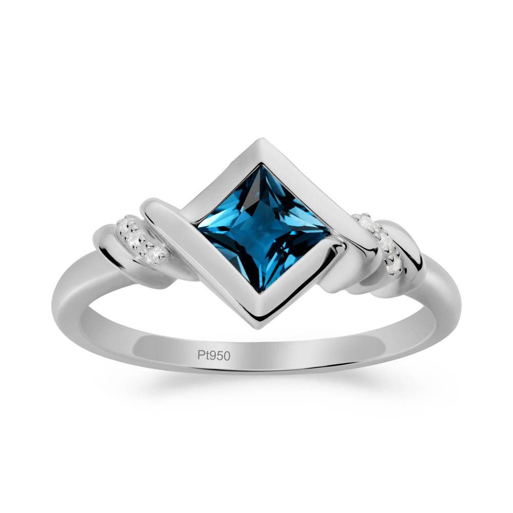 Princess Cut London Blue Topaz Statement Ring - LUO Jewelry #metal_platinum