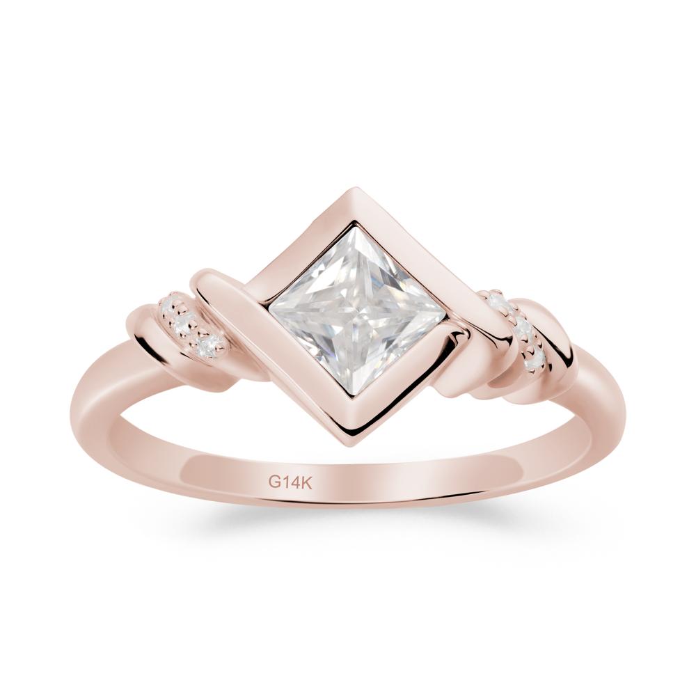 Princess Cut Moissanite Statement Ring - LUO Jewelry #metal_14k rose gold