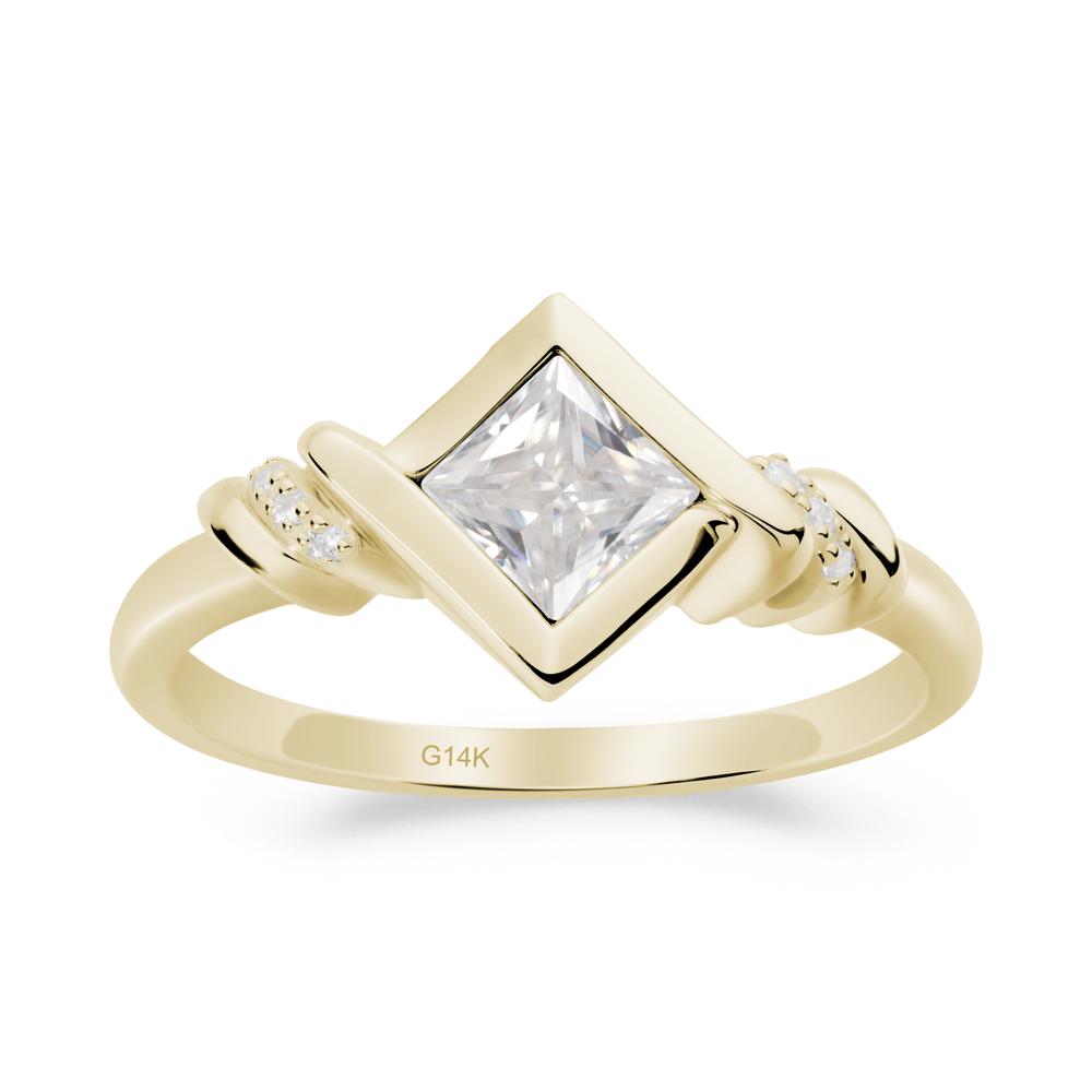 Princess Cut Moissanite Statement Ring - LUO Jewelry #metal_14k yellow gold