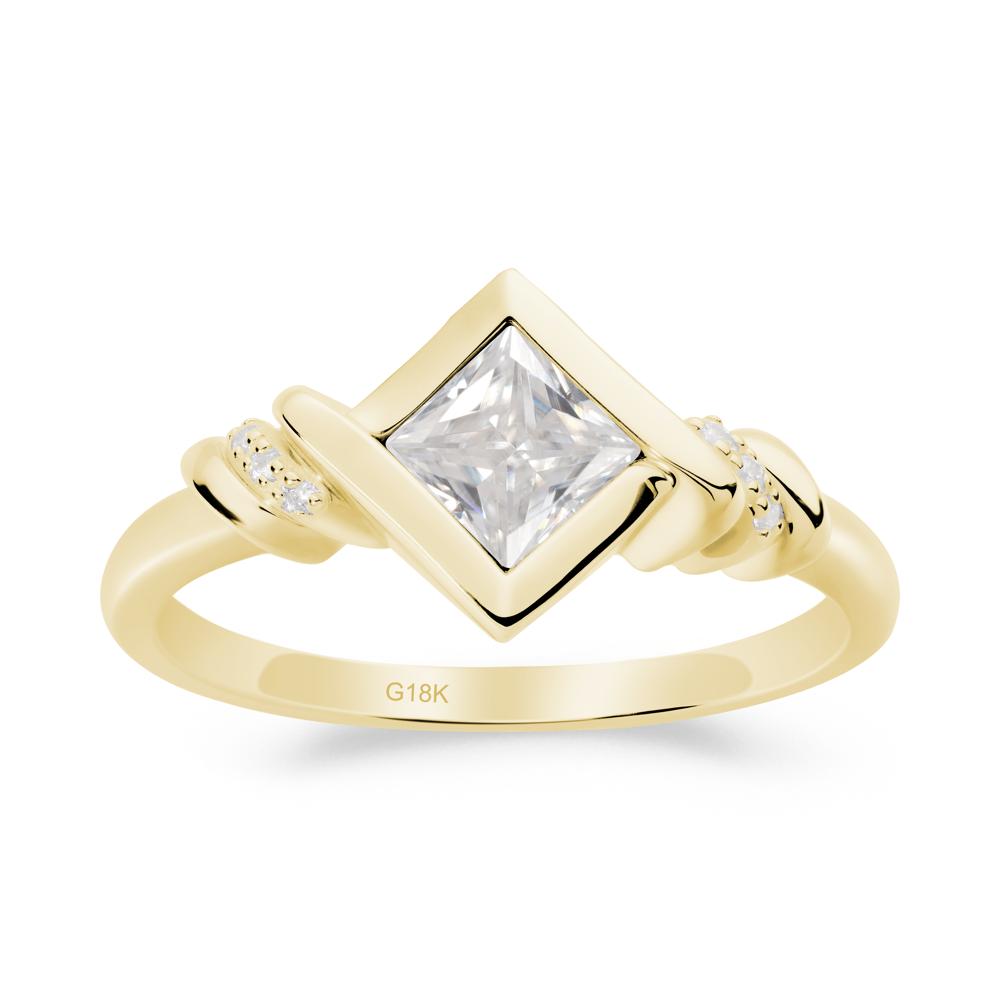 Princess Cut Moissanite Statement Ring - LUO Jewelry #metal_18k yellow gold