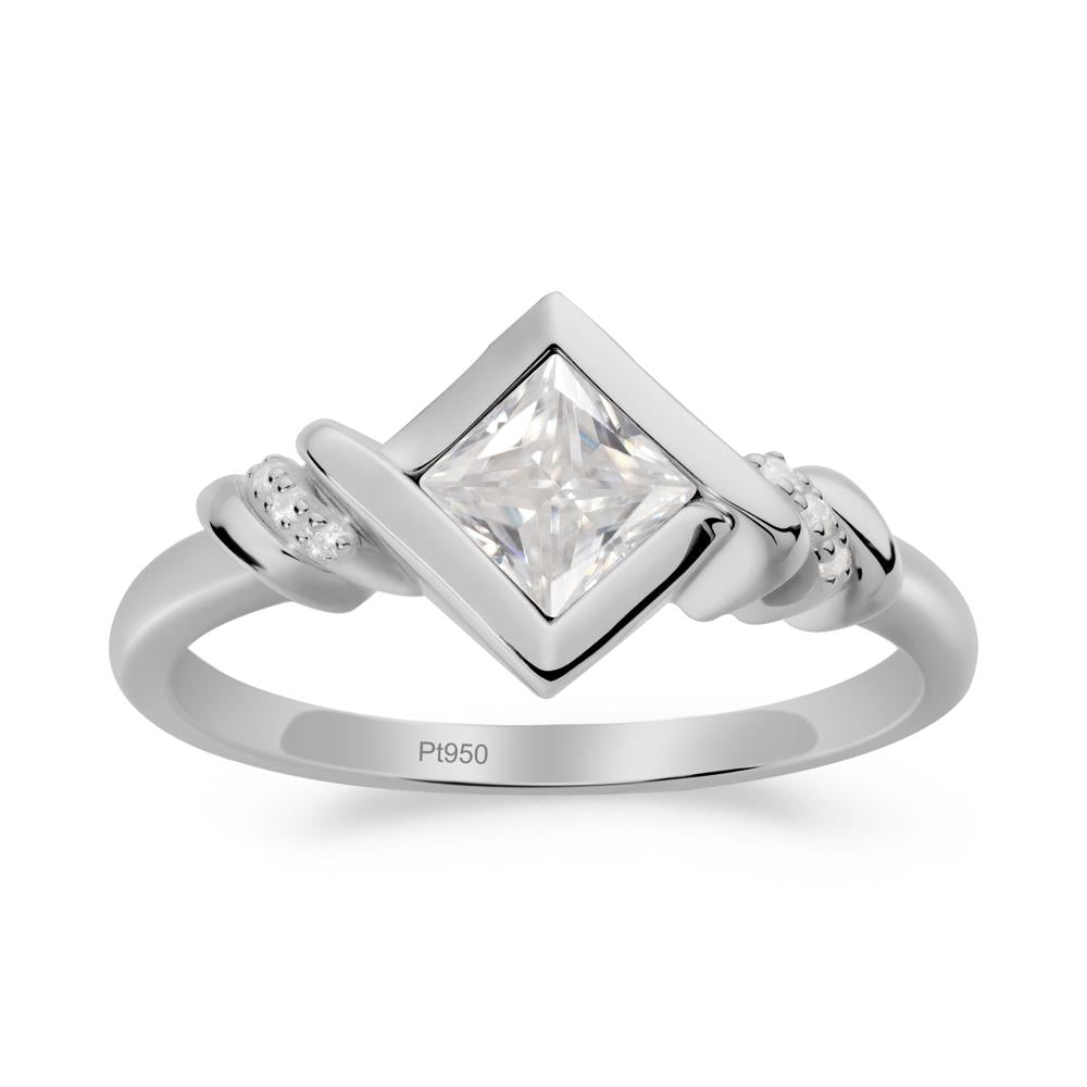 Princess Cut Moissanite Statement Ring - LUO Jewelry #metal_platinum
