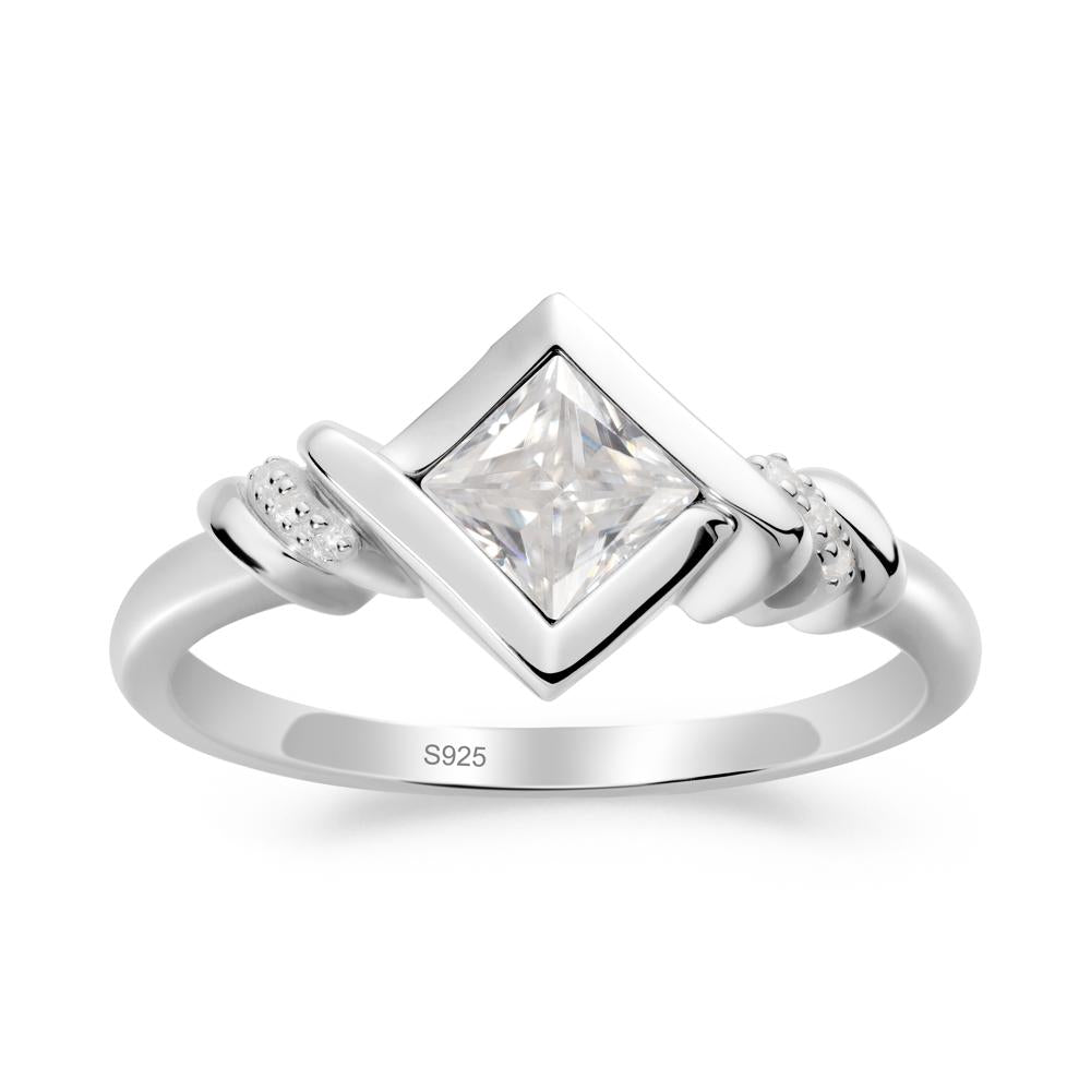 Princess Cut Moissanite Statement Ring - LUO Jewelry #metal_sterling silver