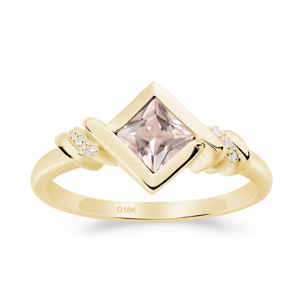 Bezel Set Morganite Ring with Twisted Shank - LUO Jewelry #metal_18k yellow gold
