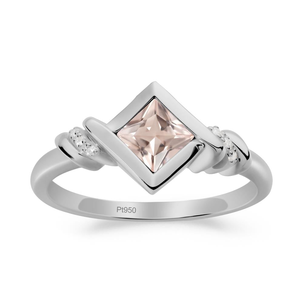 Bezel Set Morganite Ring with Twisted Shank - LUO Jewelry #metal_platinum