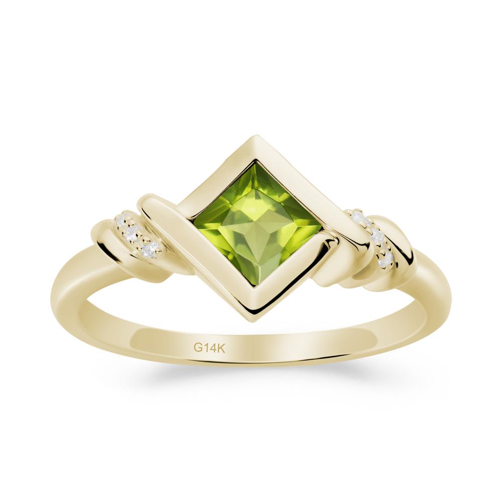Princess Cut Peridot Statement Ring - LUO Jewelry #metal_14k yellow gold