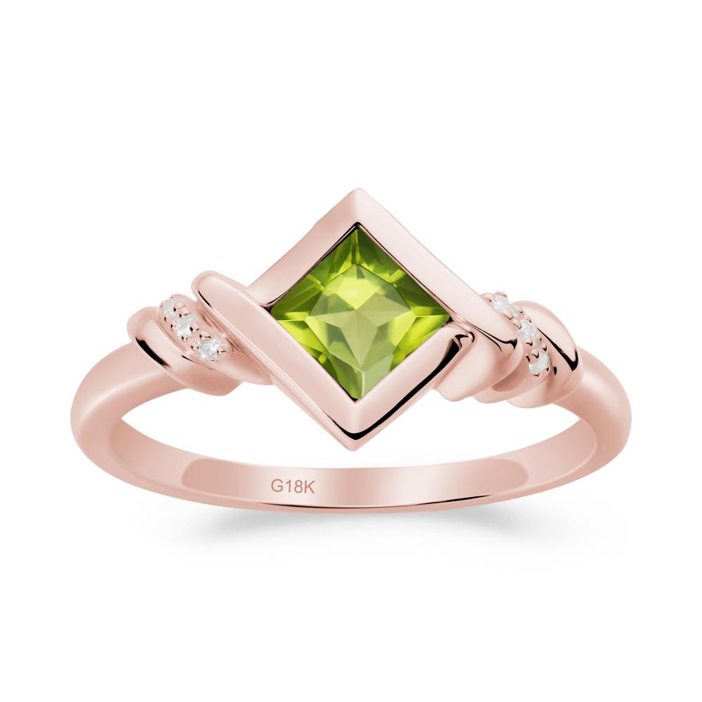 Princess Cut Peridot Statement Ring - LUO Jewelry #metal_18k rose gold