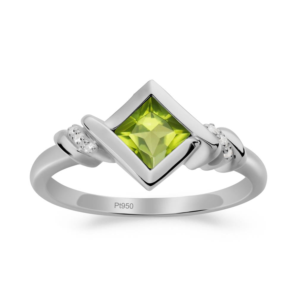 Princess Cut Peridot Statement Ring - LUO Jewelry #metal_platinum