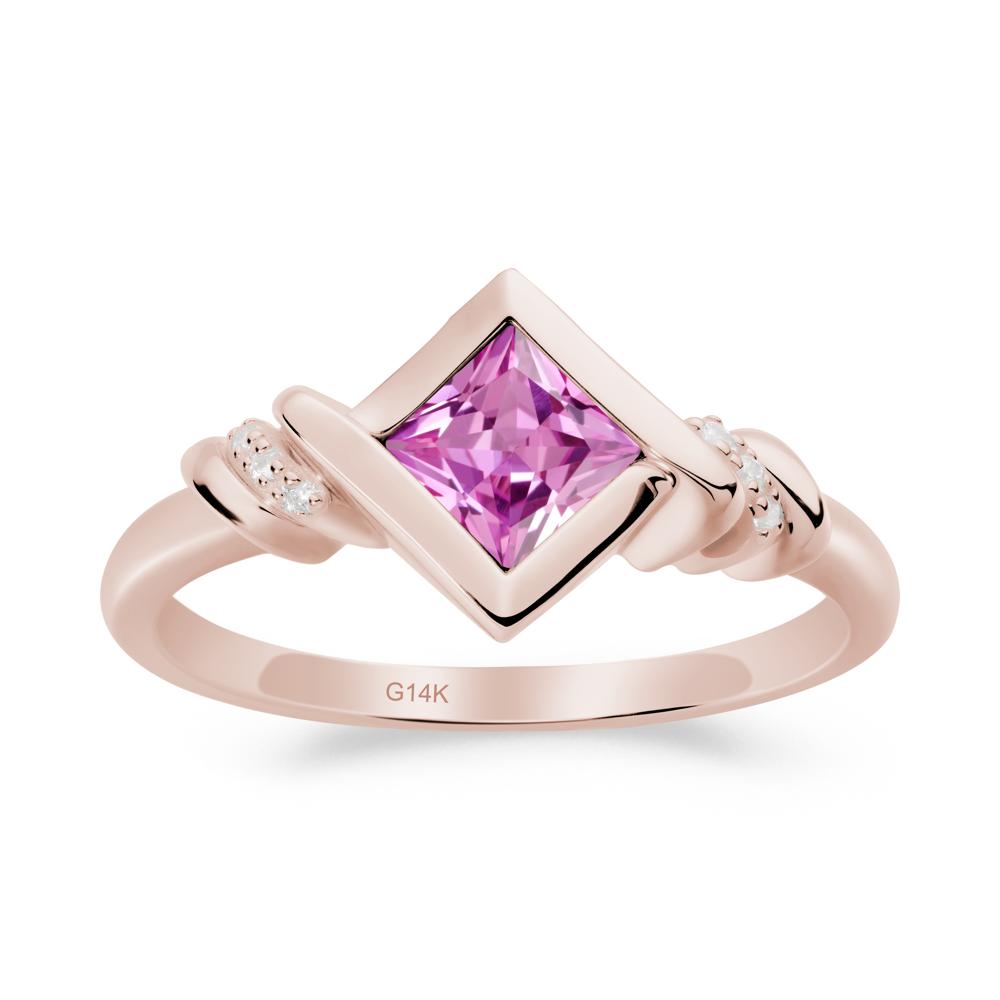 Princess Cut Pink Sapphire Statement Ring - LUO Jewelry #metal_14k rose gold
