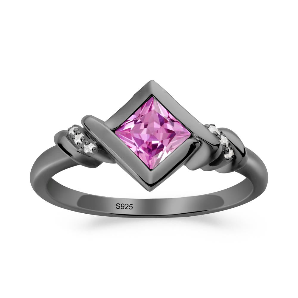 Princess Cut Pink Sapphire Statement Ring - LUO Jewelry #metal_black finish sterling silver