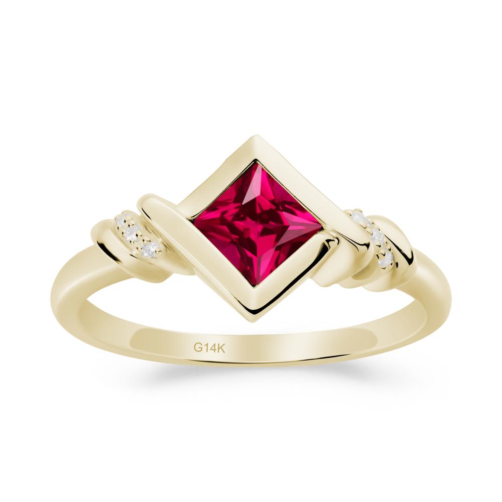 Princess Cut Ruby Statement Ring - LUO Jewelry #metal_14k yellow gold