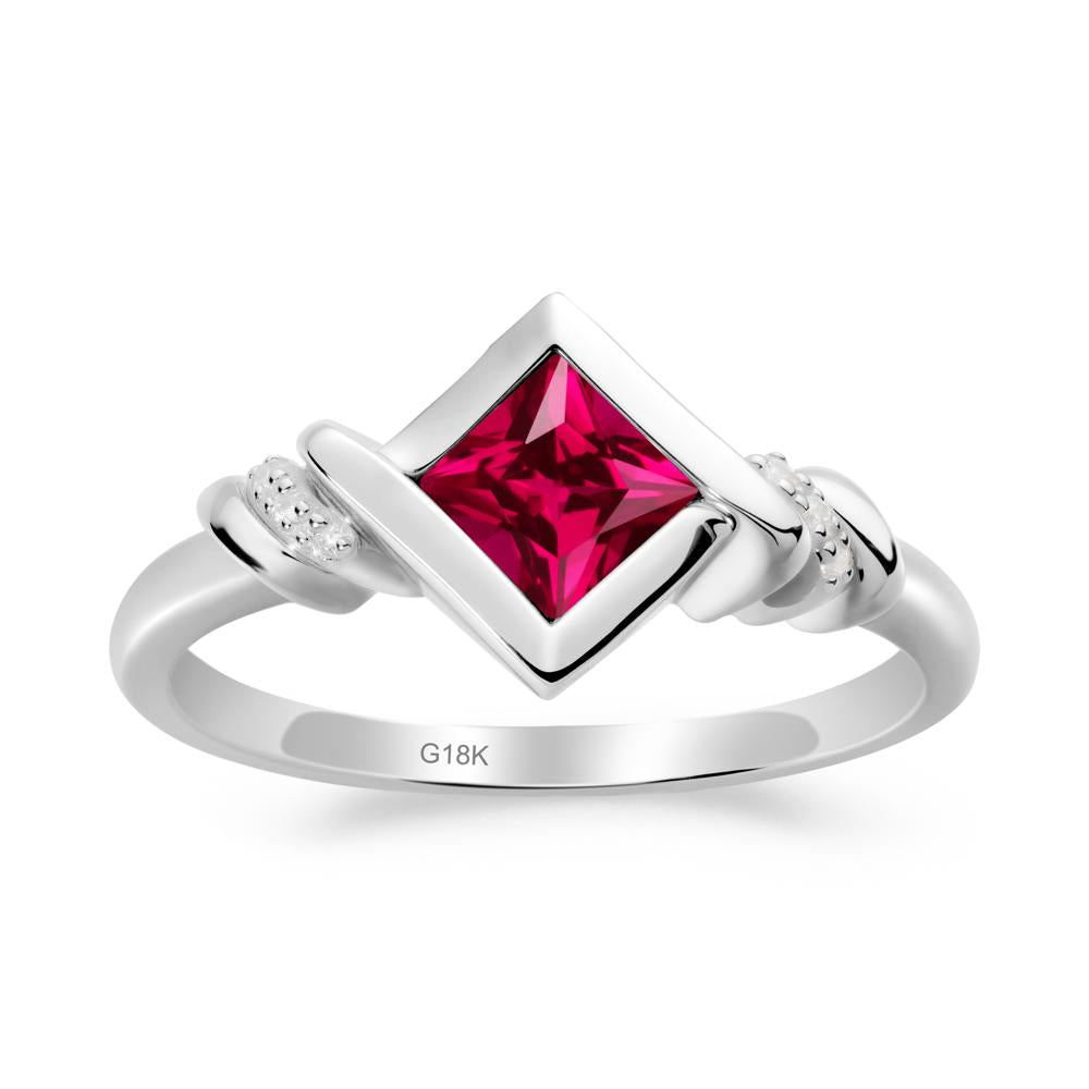 Princess Cut Ruby Statement Ring - LUO Jewelry #metal_18k white gold